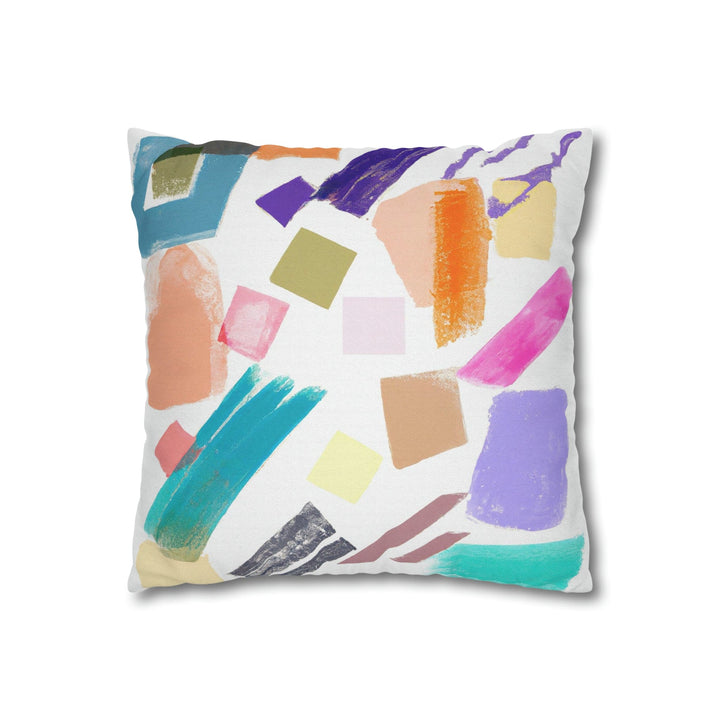 Decorative Throw Pillow Cover - Multicolor Pastel Geometric Brush Strokes