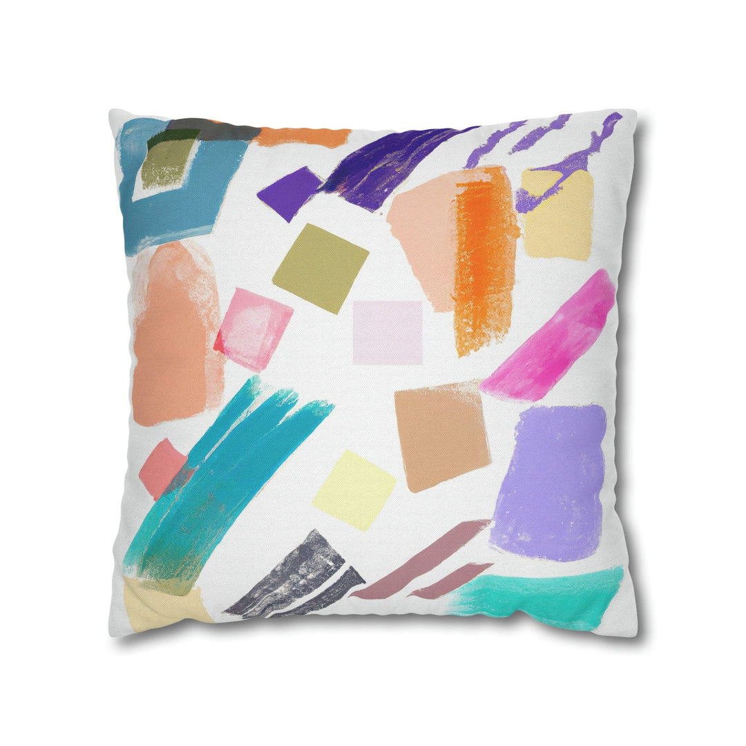 Decorative Throw Pillow Cover - Multicolor Pastel Geometric Brush Strokes