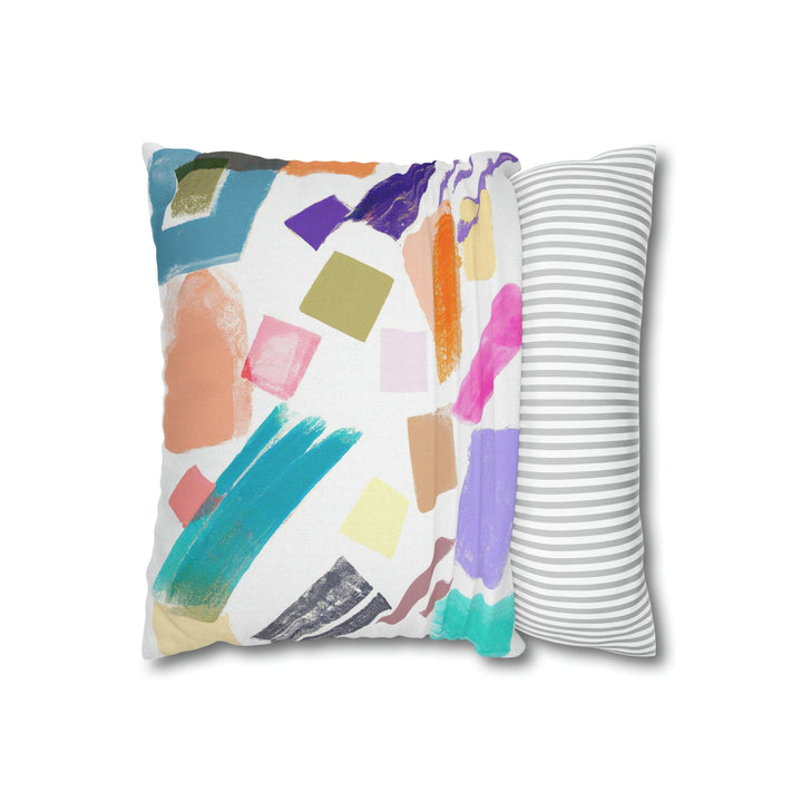 Decorative Throw Pillow Cover - Multicolor Pastel Geometric Brush Strokes