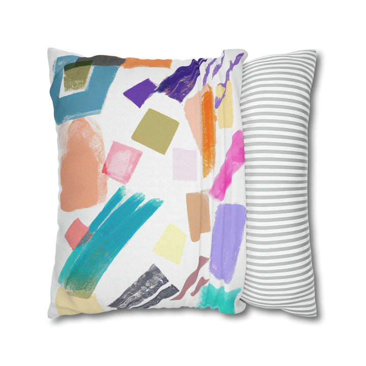 Decorative Throw Pillow Cover - Multicolor Pastel Geometric Brush Strokes
