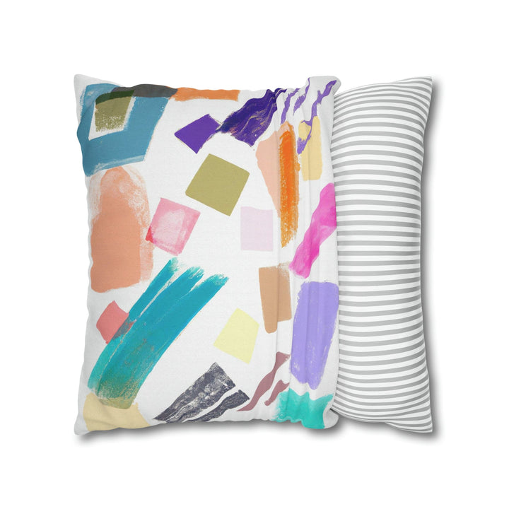 Decorative Throw Pillow Cover - Multicolor Pastel Geometric Brush Strokes