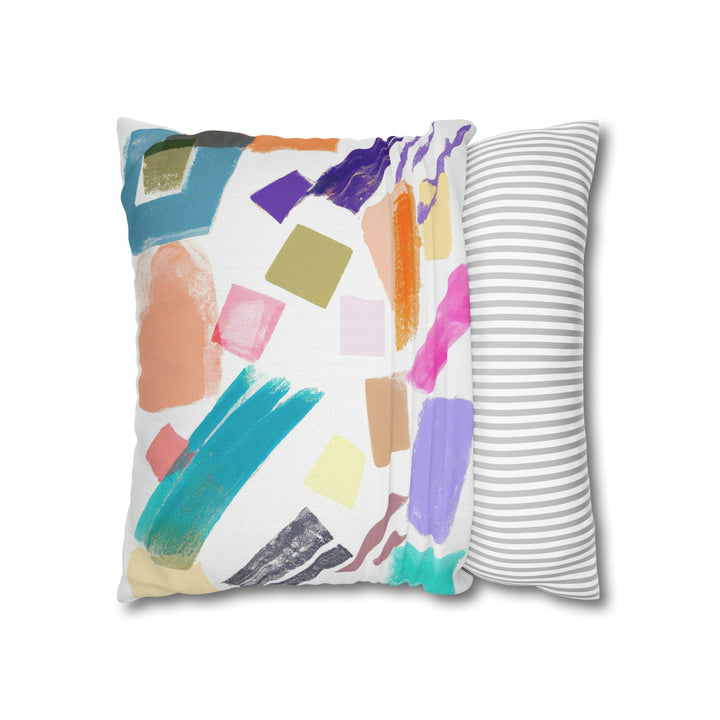 Decorative Throw Pillow Cover - Multicolor Pastel Geometric Brush Strokes