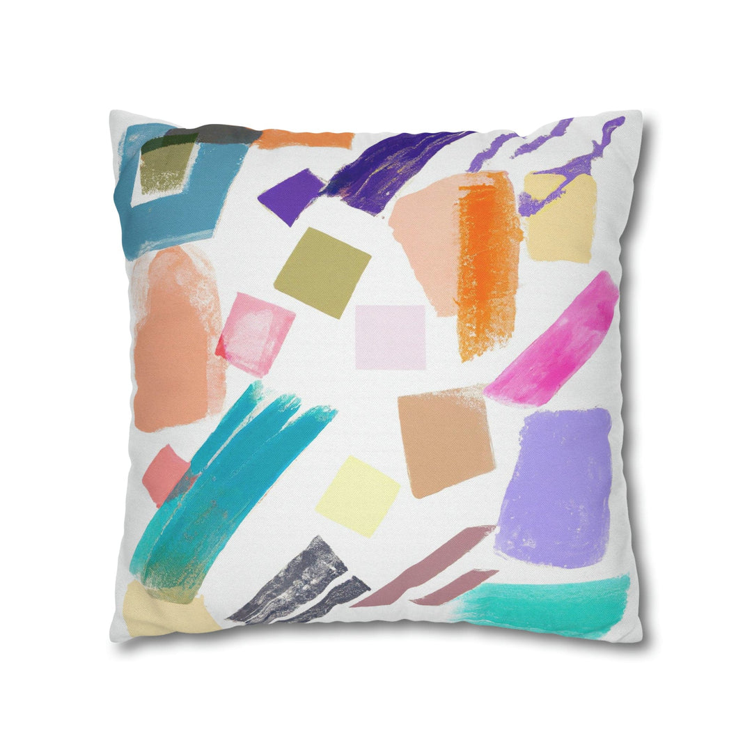 Decorative Throw Pillow Cover - Multicolor Pastel Geometric Brush Strokes