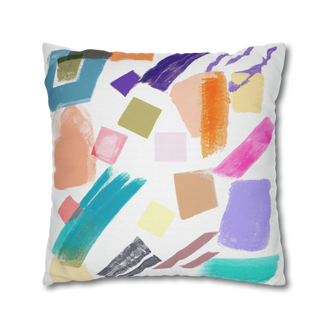 Decorative Throw Pillow Cover - Multicolor Pastel Geometric Brush Strokes