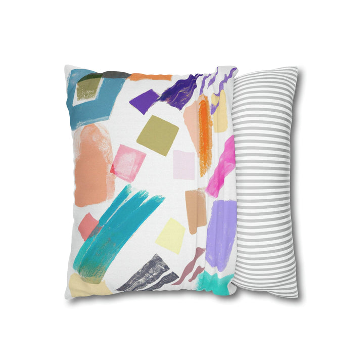 Decorative Throw Pillow Cover - Multicolor Pastel Geometric Brush Strokes