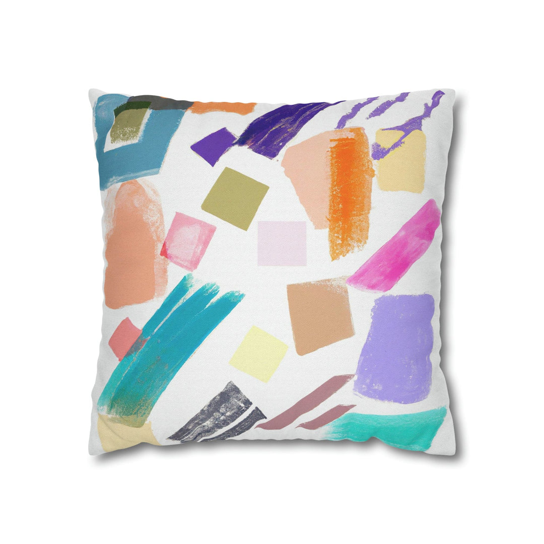 Decorative Throw Pillow Cover - Multicolor Pastel Geometric Brush Strokes