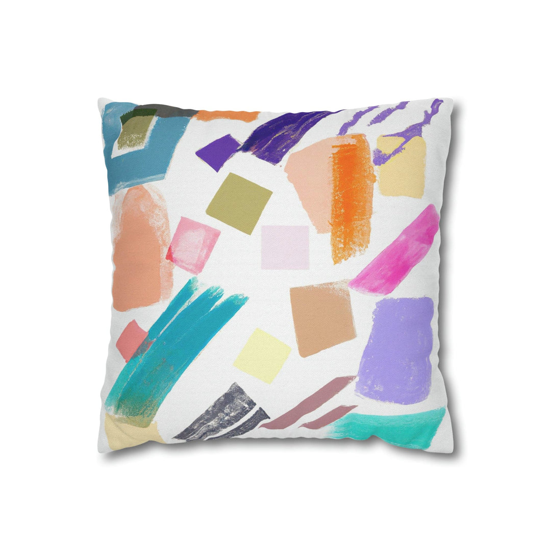 Decorative Throw Pillow Cover - Multicolor Pastel Geometric Brush Strokes