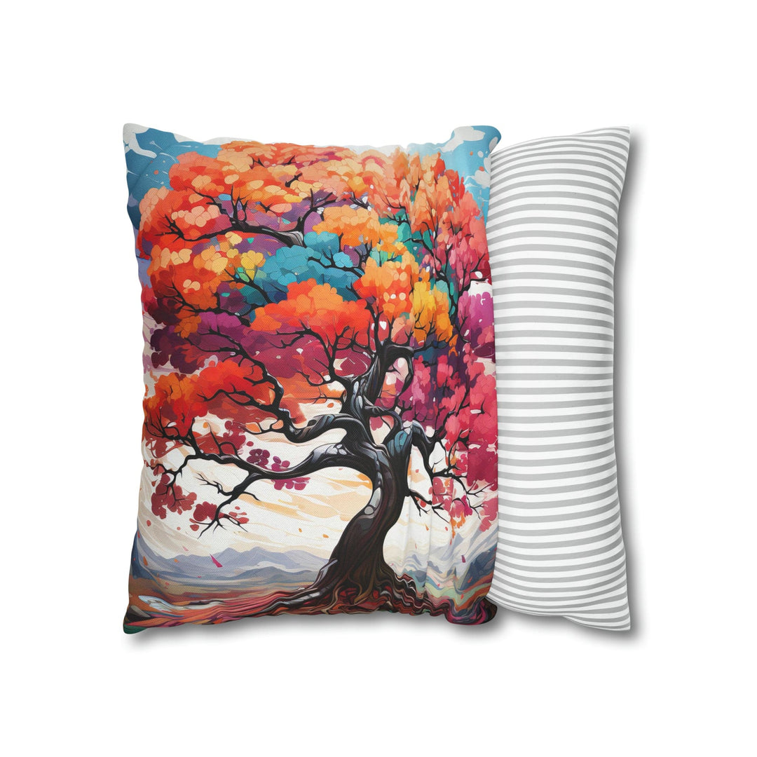 Decorative Throw Pillow Cover - Multicolor Psychedelic Tree - Decorative/Throw