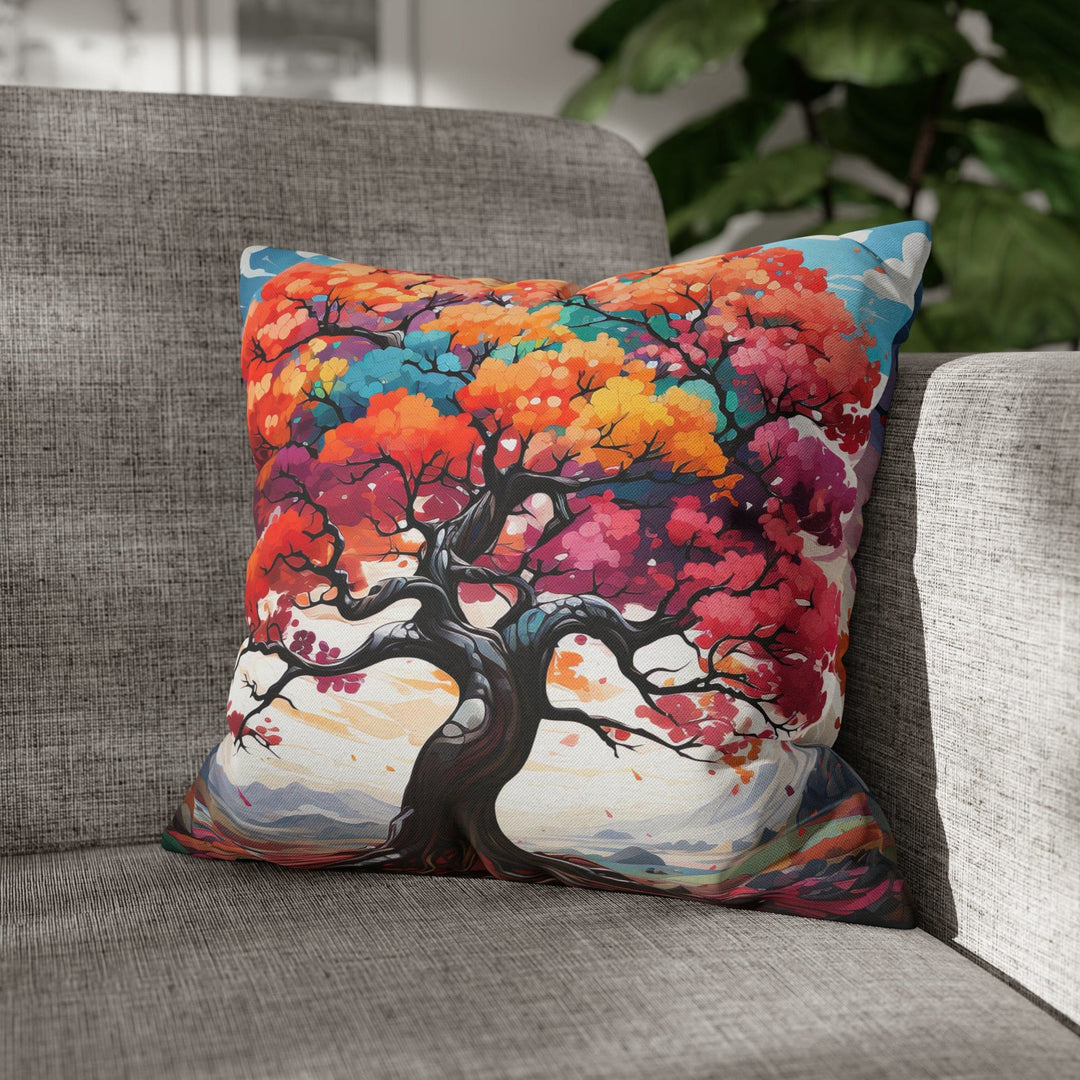 Decorative Throw Pillow Cover - Multicolor Psychedelic Tree - Decorative/Throw