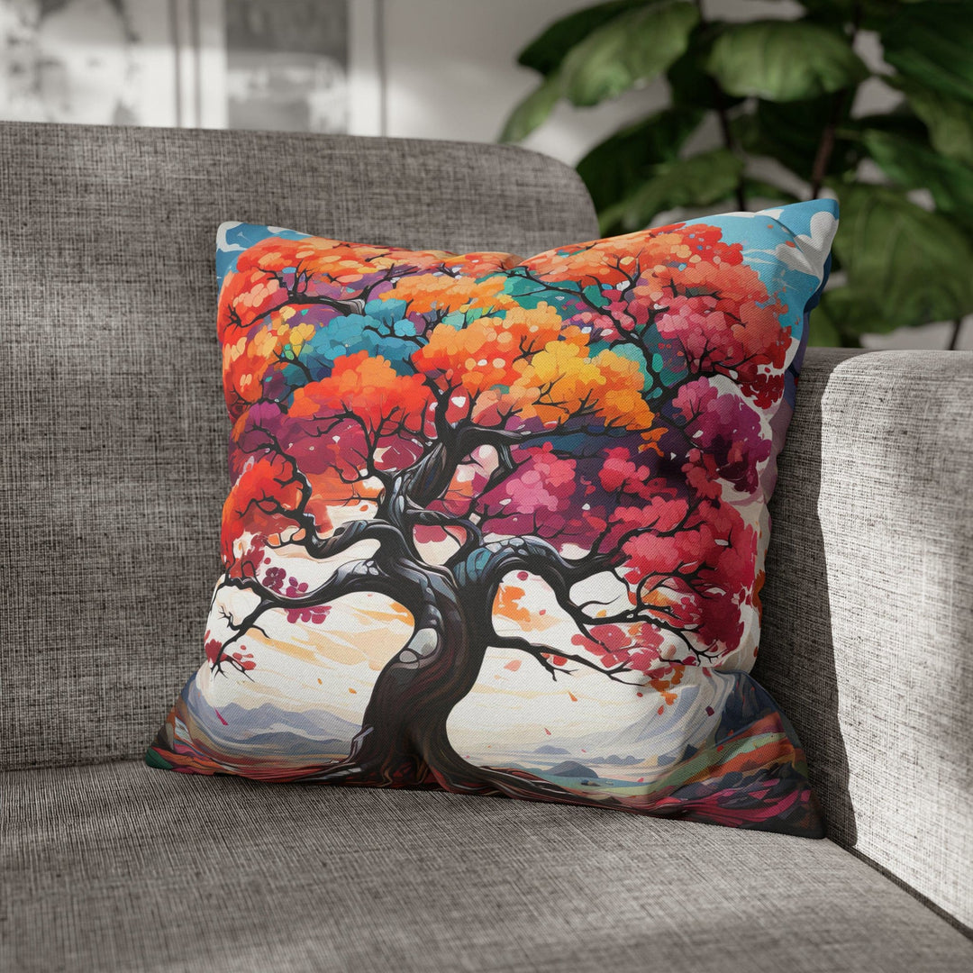 Decorative Throw Pillow Cover - Multicolor Psychedelic Tree - Decorative/Throw