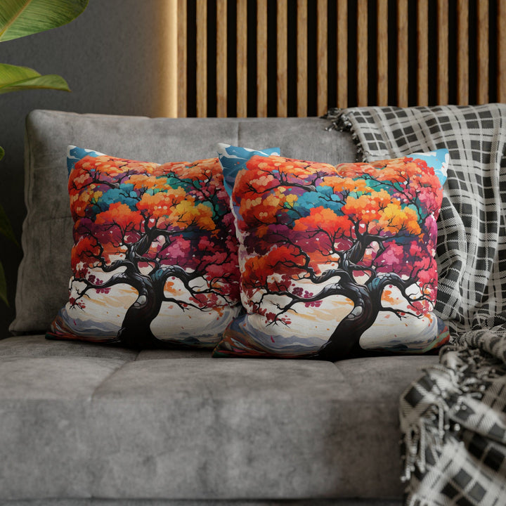 Decorative Throw Pillow Cover - Multicolor Psychedelic Tree - Decorative/Throw