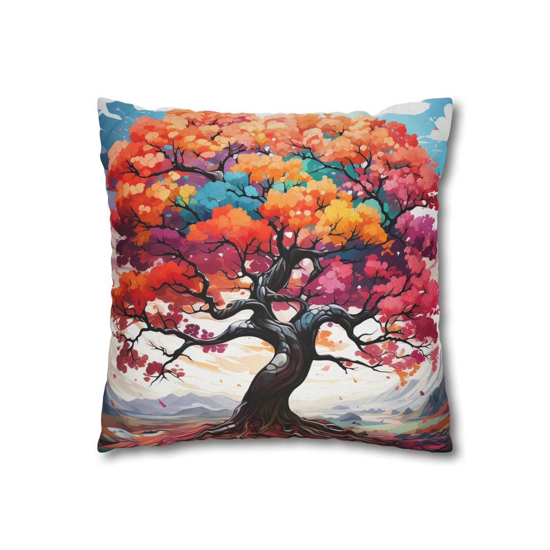 Decorative Throw Pillow Cover - Multicolor Psychedelic Tree - Decorative/Throw