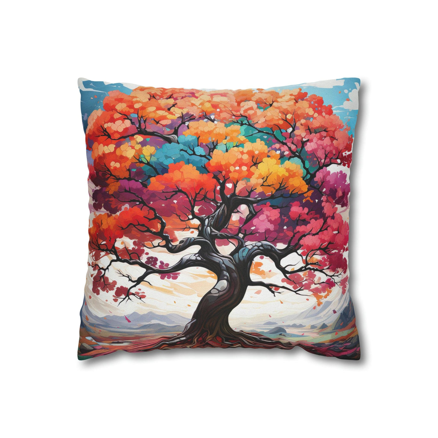 Decorative Throw Pillow Covers With Zipper - Set Of 2 Multicolor Psychedelic