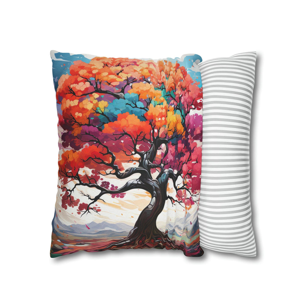 Decorative Throw Pillow Cover - Multicolor Psychedelic Tree - Decorative/Throw