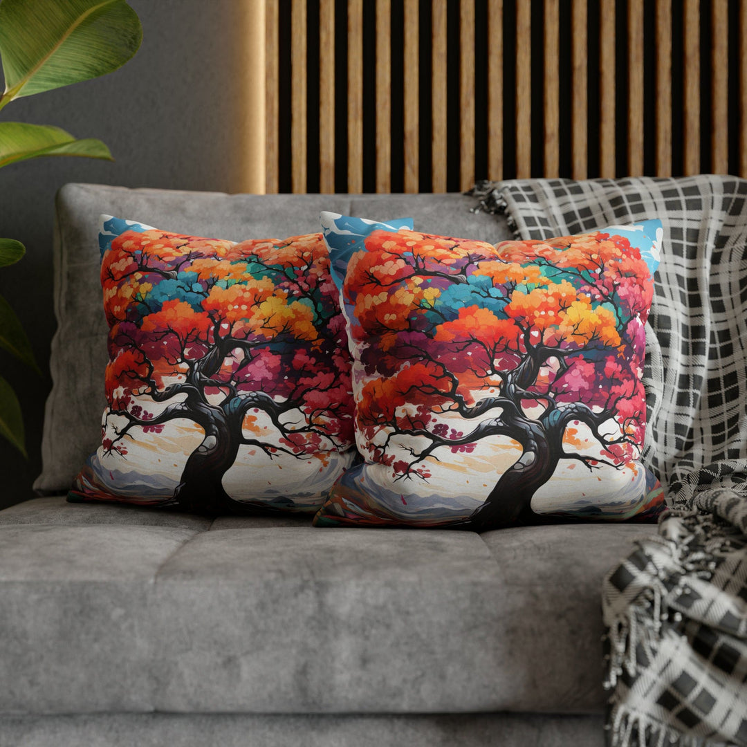 Decorative Throw Pillow Cover - Multicolor Psychedelic Tree - Decorative/Throw