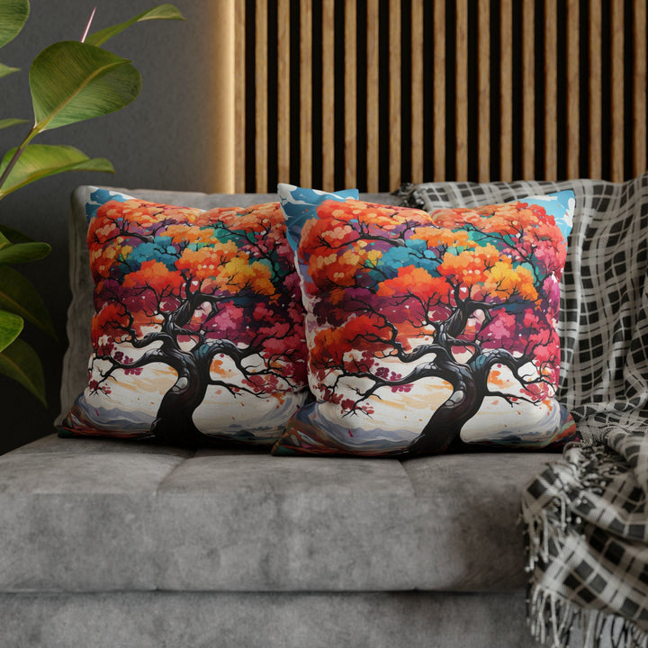 Decorative Throw Pillow Cover - Multicolor Psychedelic Tree - Decorative/Throw