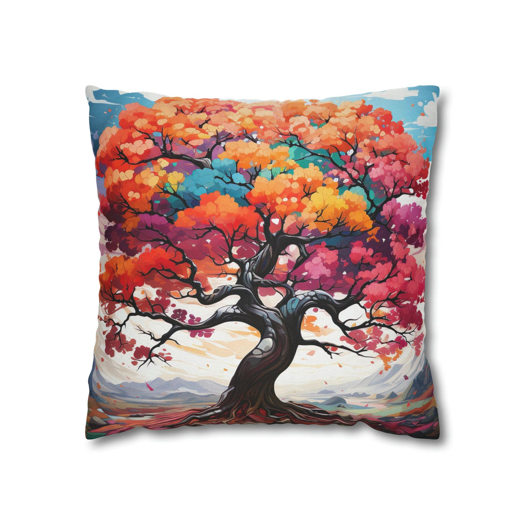 Decorative Throw Pillow Cover - Multicolor Psychedelic Tree - Decorative/Throw