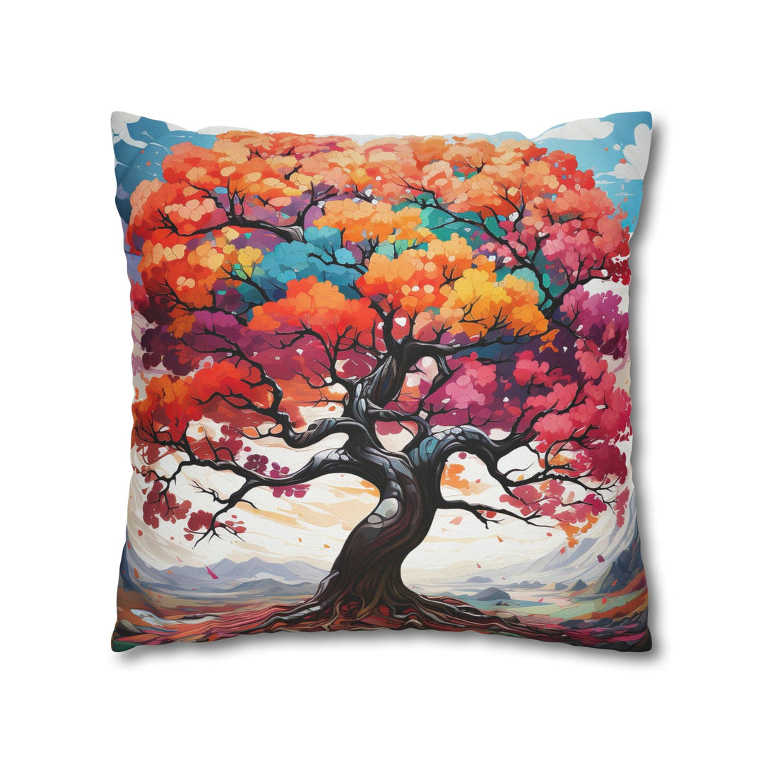 Decorative Throw Pillow Cover - Multicolor Psychedelic Tree - Decorative/Throw