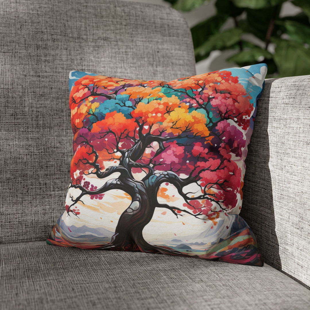 Decorative Throw Pillow Cover - Multicolor Psychedelic Tree - Decorative/Throw