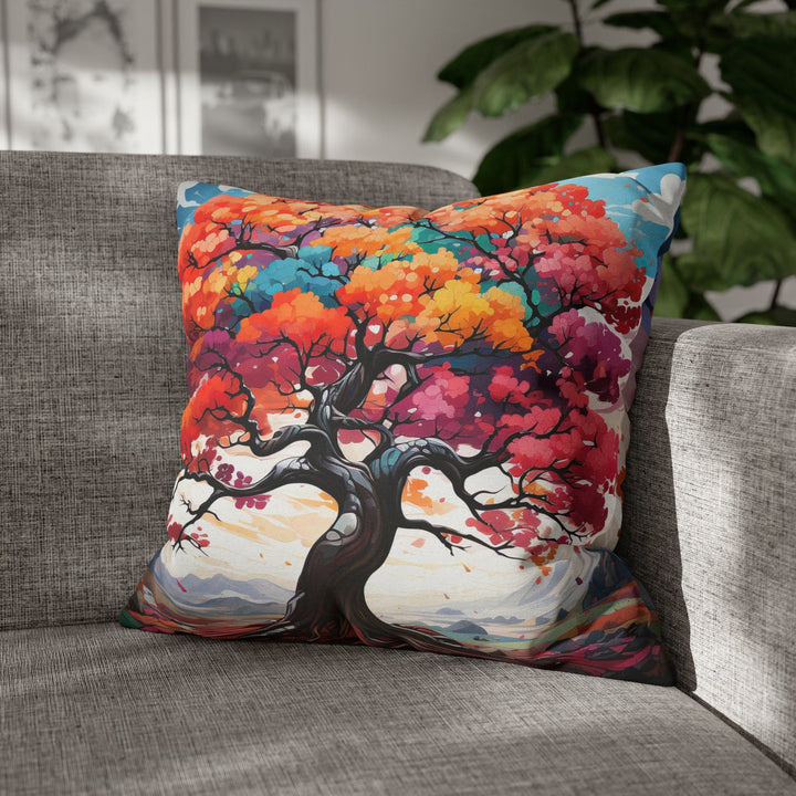 Decorative Throw Pillow Cover - Multicolor Psychedelic Tree - Decorative/Throw
