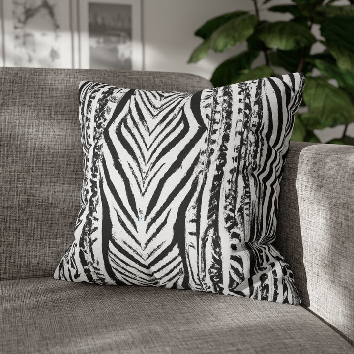 Decorative Throw Pillow Cover Native Black and White Abstract Pattern