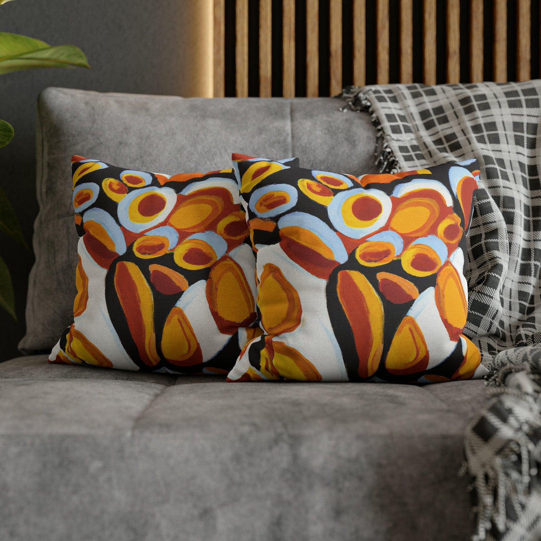 Decorative Throw Pillow Cover Orange Black White Geometric Pattern - Decorative