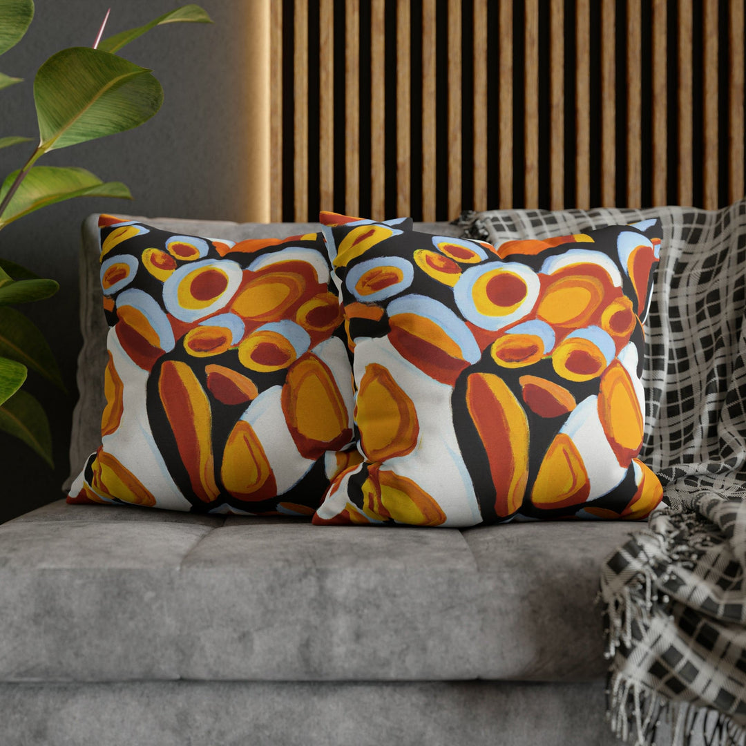 Decorative Throw Pillow Cover Orange Black White Geometric Pattern - Decorative