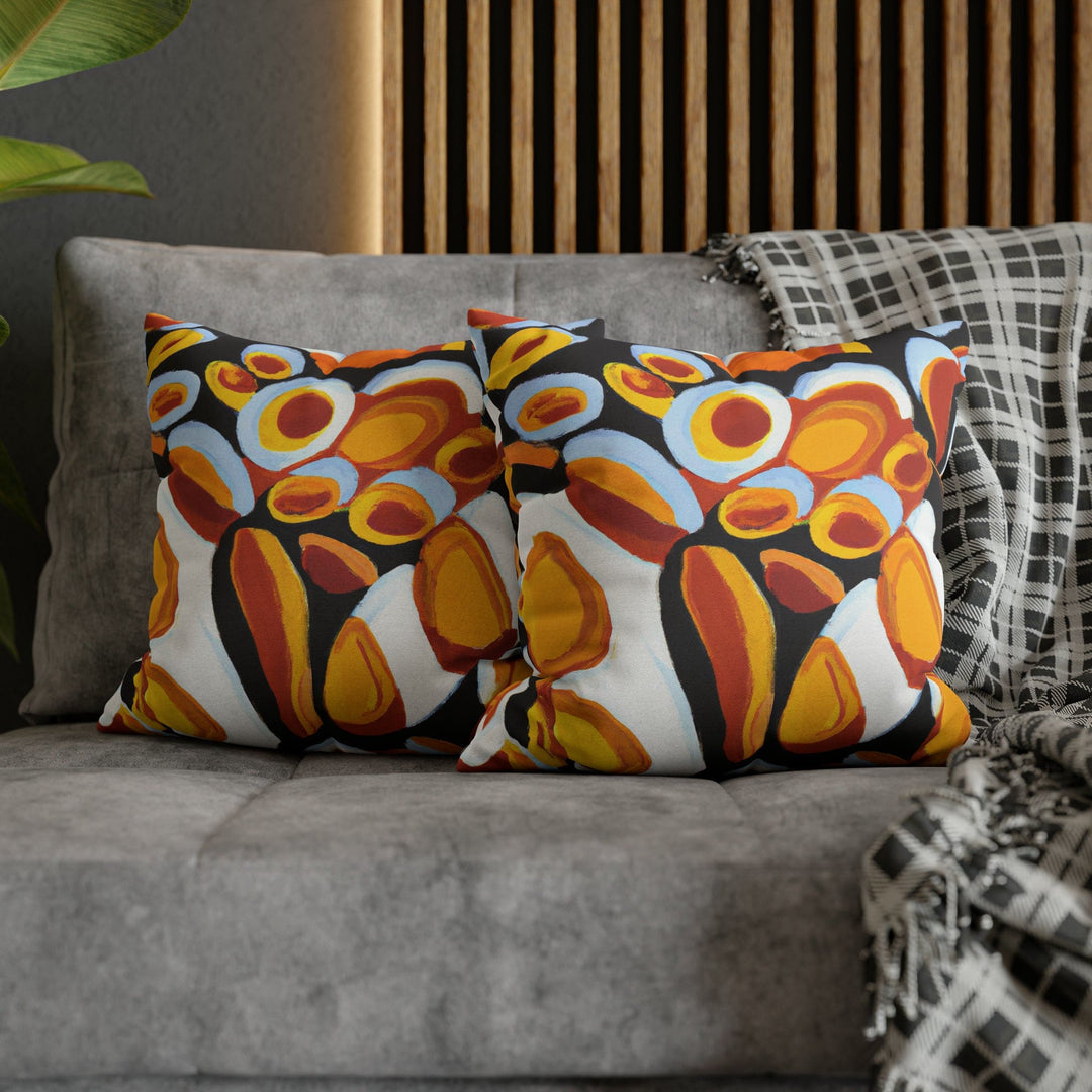 Decorative Throw Pillow Cover Orange Black White Geometric Pattern - Decorative