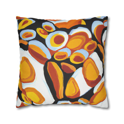 Decorative Throw Pillow Covers With Zipper - Set Of 2 Orange Black White