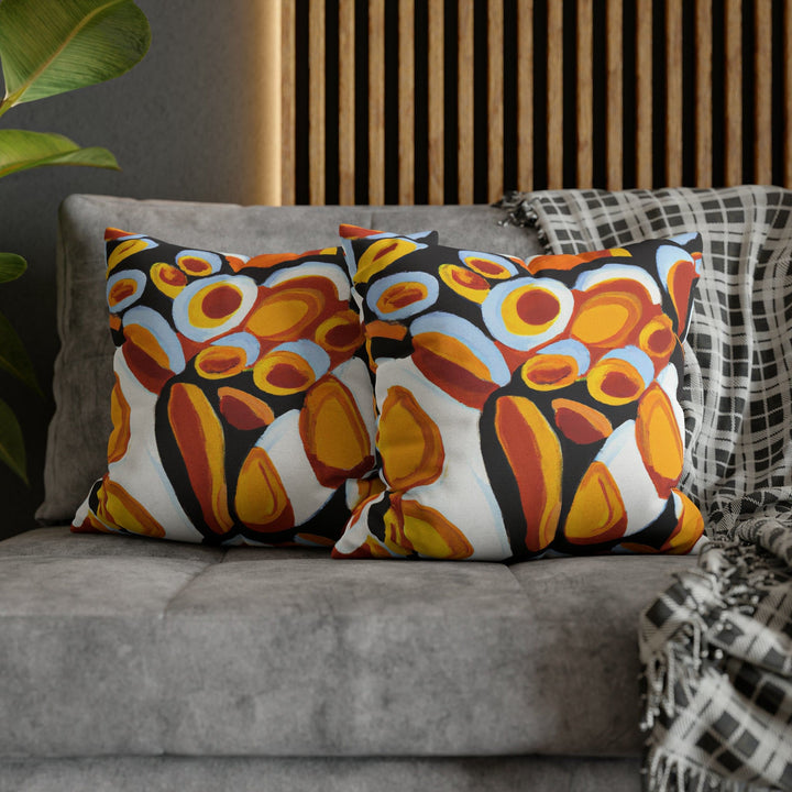 Decorative Throw Pillow Cover Orange Black White Geometric Pattern - Decorative