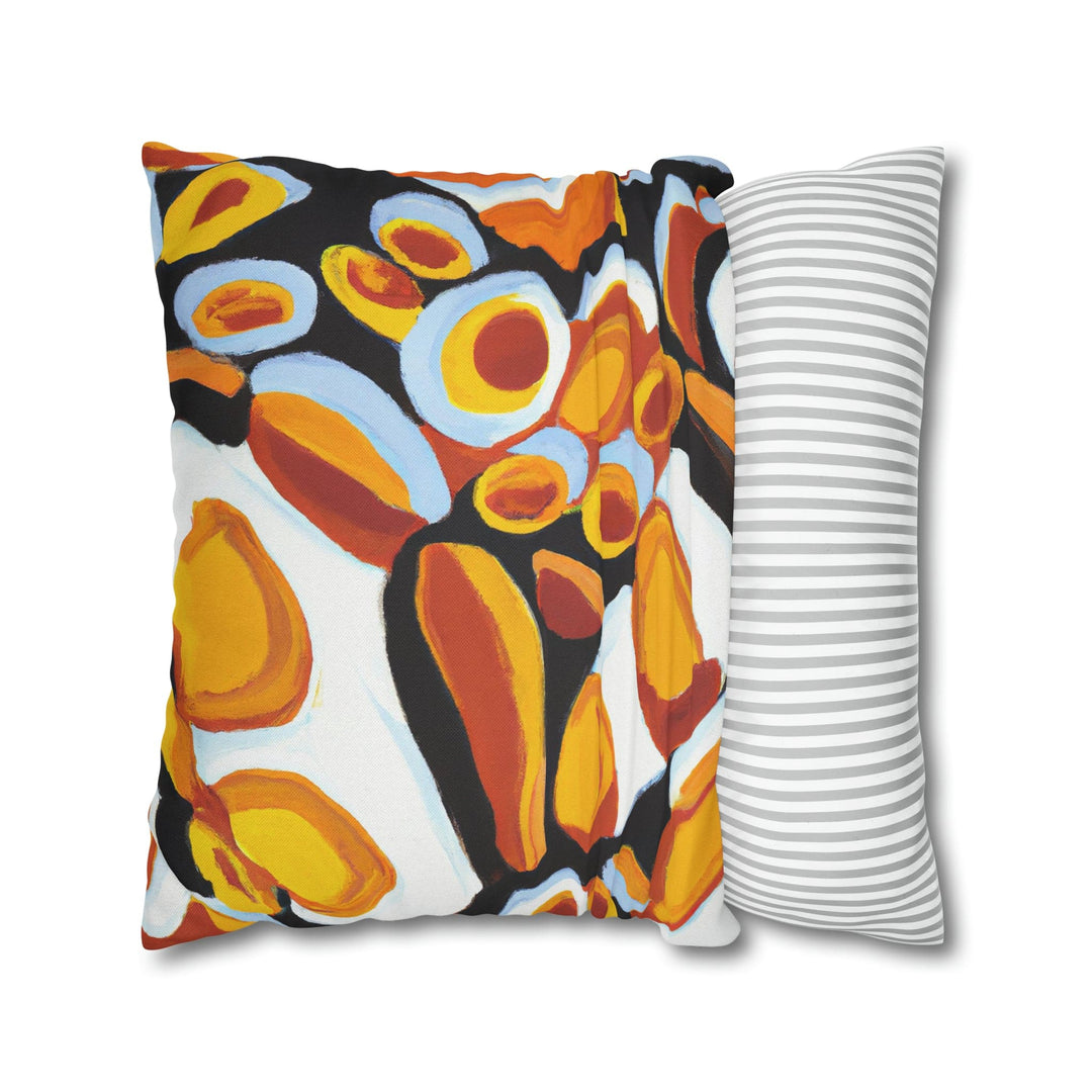 Decorative Throw Pillow Cover Orange Black White Geometric Pattern - Decorative