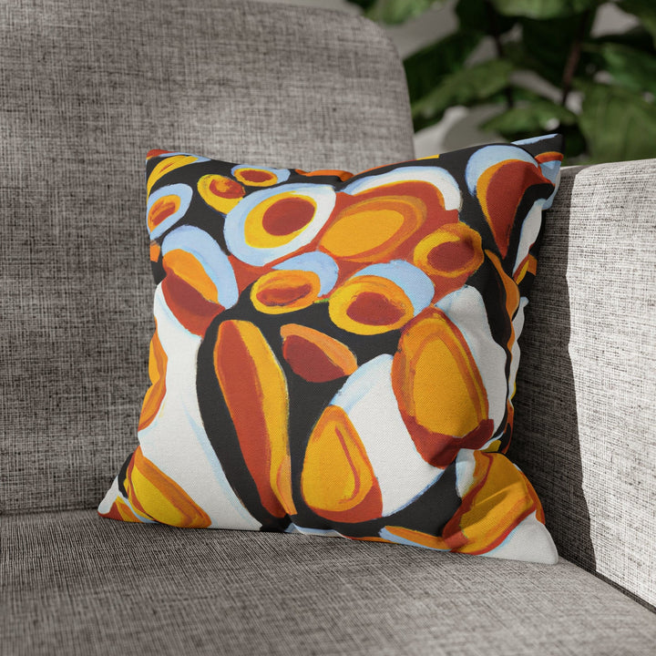 Decorative Throw Pillow Cover Orange Black White Geometric Pattern - Decorative