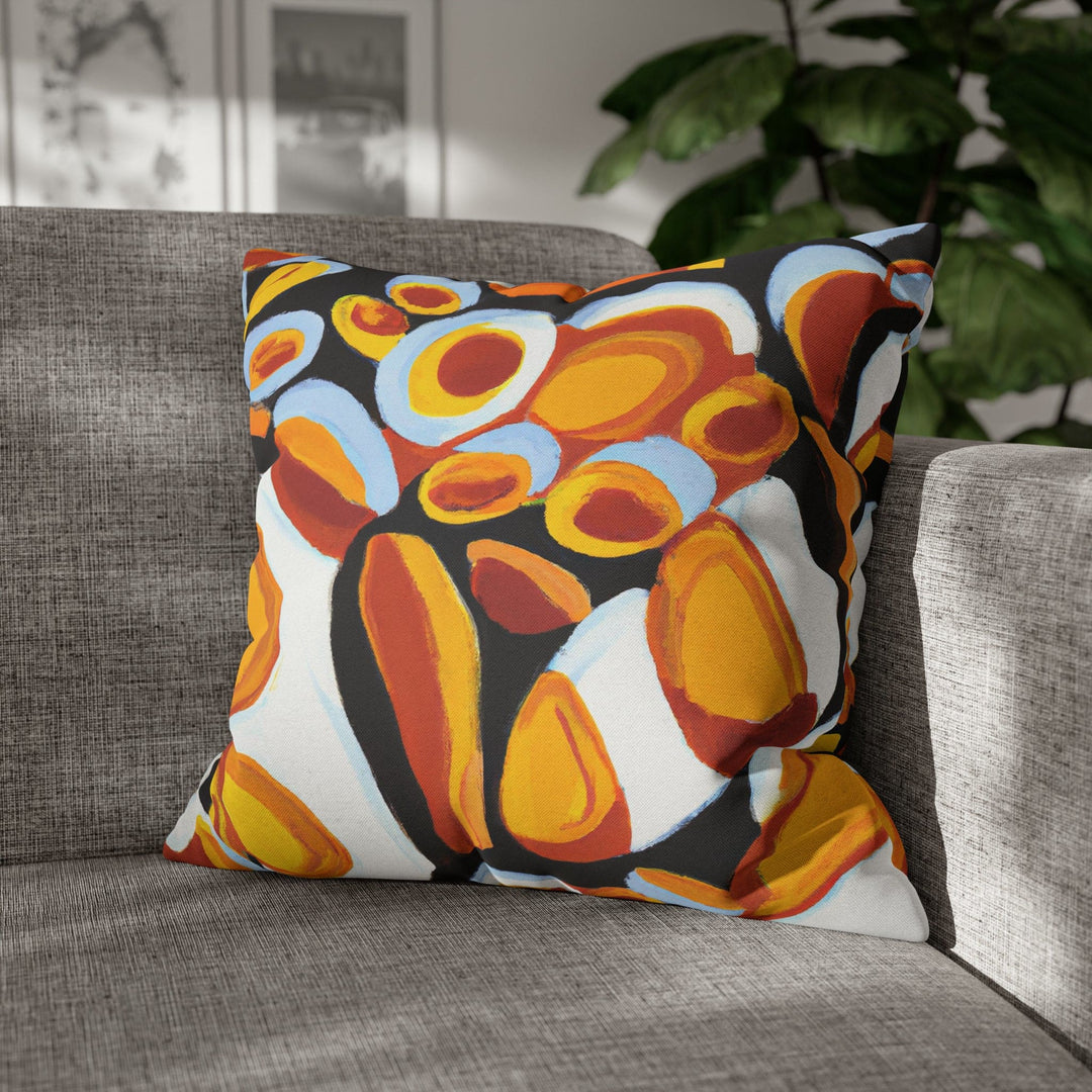 Decorative Throw Pillow Cover Orange Black White Geometric Pattern - Decorative