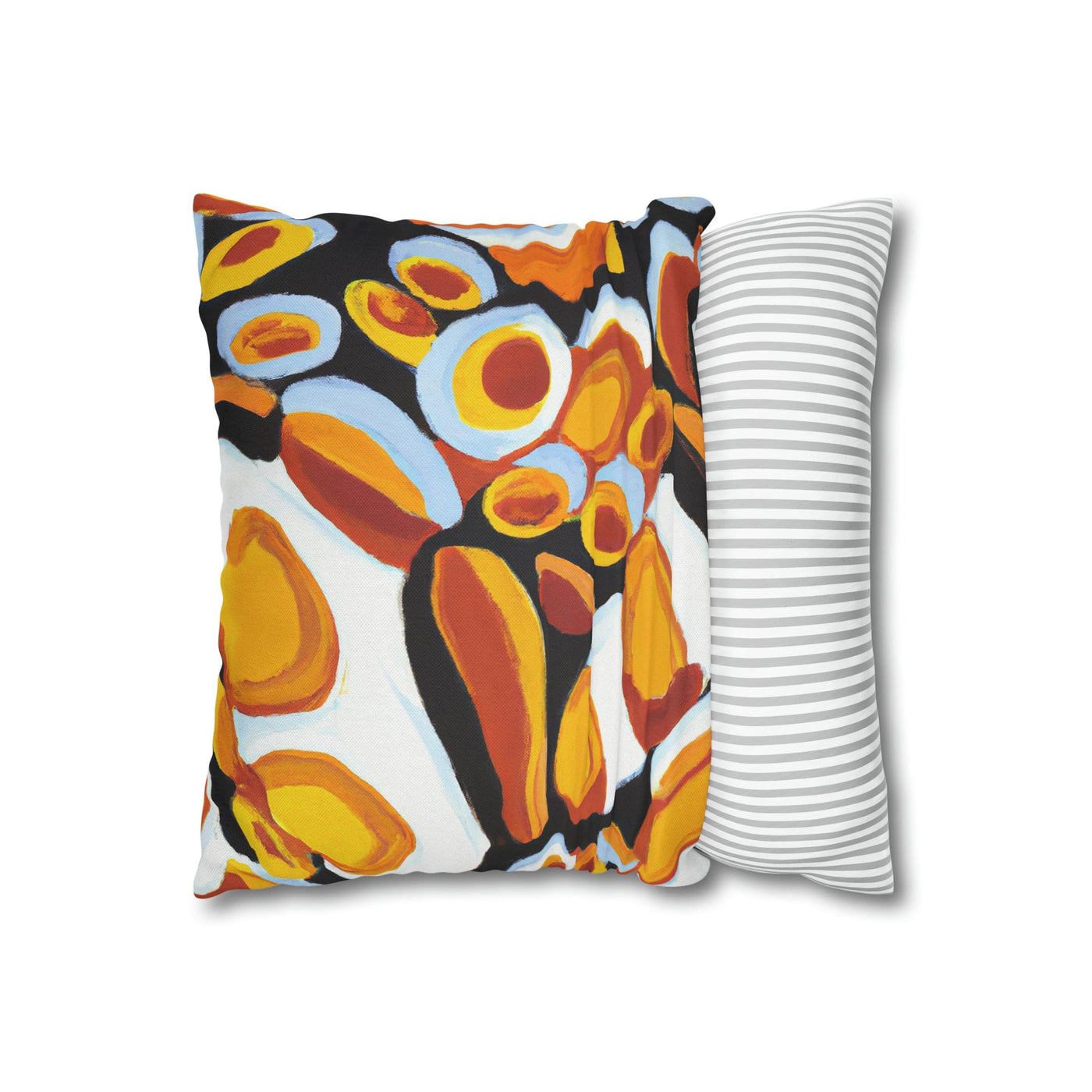 Decorative Throw Pillow Covers With Zipper - Set Of 2 Orange Black White