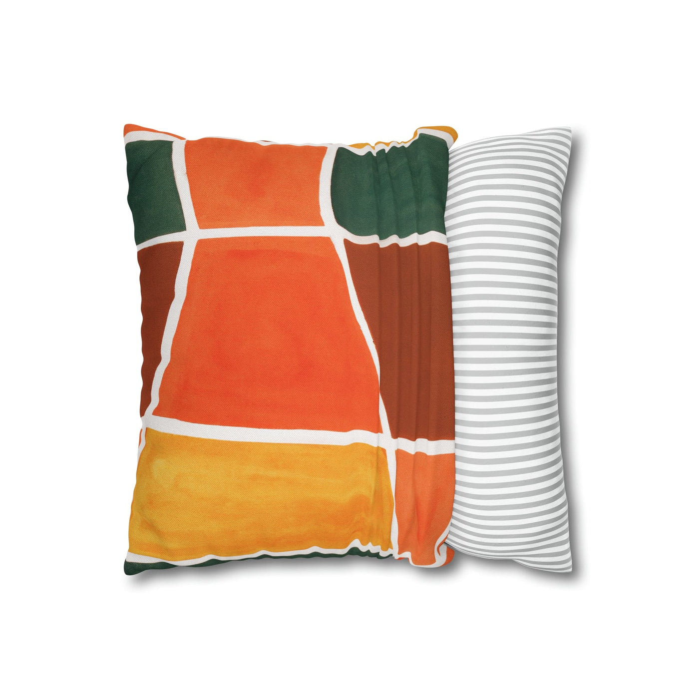 Decorative Throw Pillow Covers With Zipper - Set Of 2 Orange Green Yellow Boho