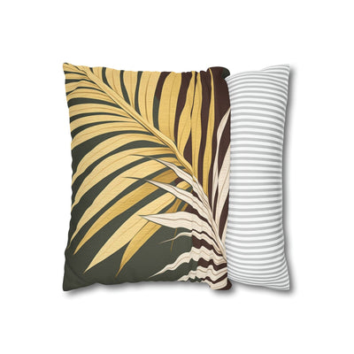 Decorative Throw Pillow Covers With Zipper - Set Of 2 Palm Tree Leaves Green