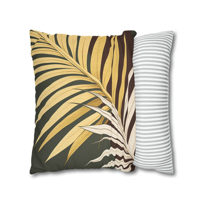 Decorative Throw Pillow Covers With Zipper - Set Of 2 Palm Tree Leaves Green