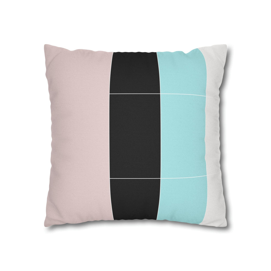 Decorative Throw Pillow Cover - Pastel Pink Black Blue Stripes