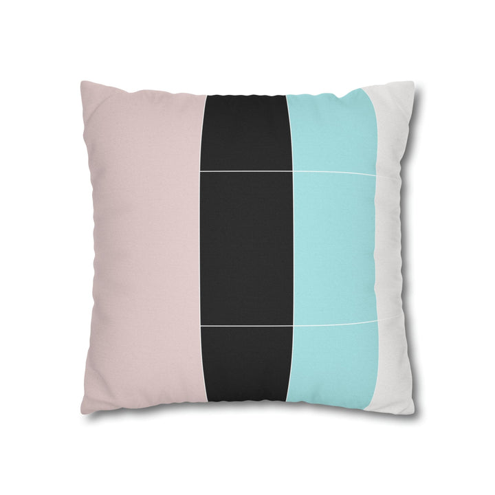 Decorative Throw Pillow Cover - Pastel Pink Black Blue Stripes