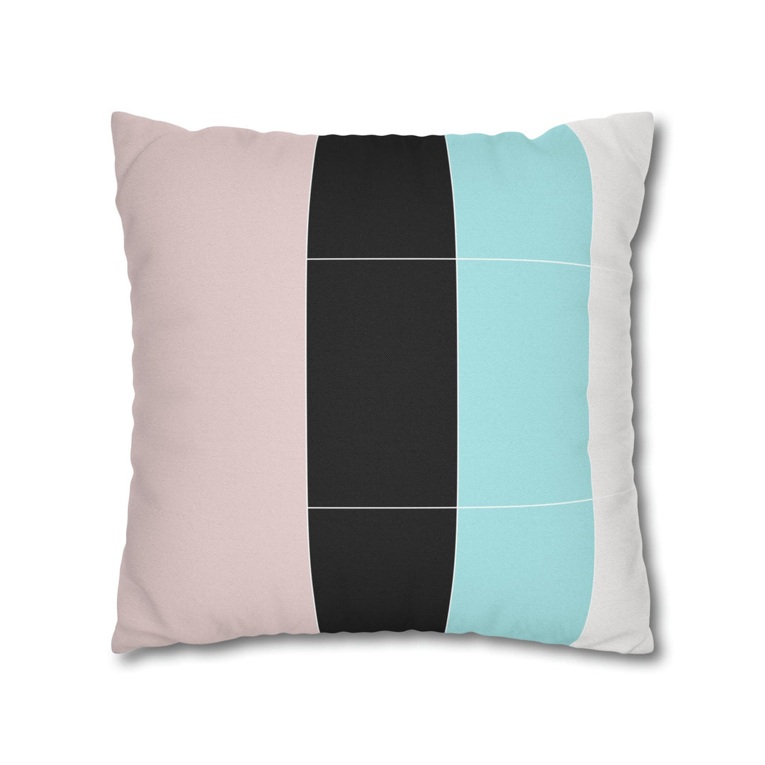 Decorative Throw Pillow Cover - Pastel Pink Black Blue Stripes
