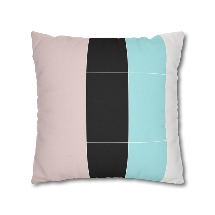 Decorative Throw Pillow Cover - Pastel Pink Black Blue Stripes