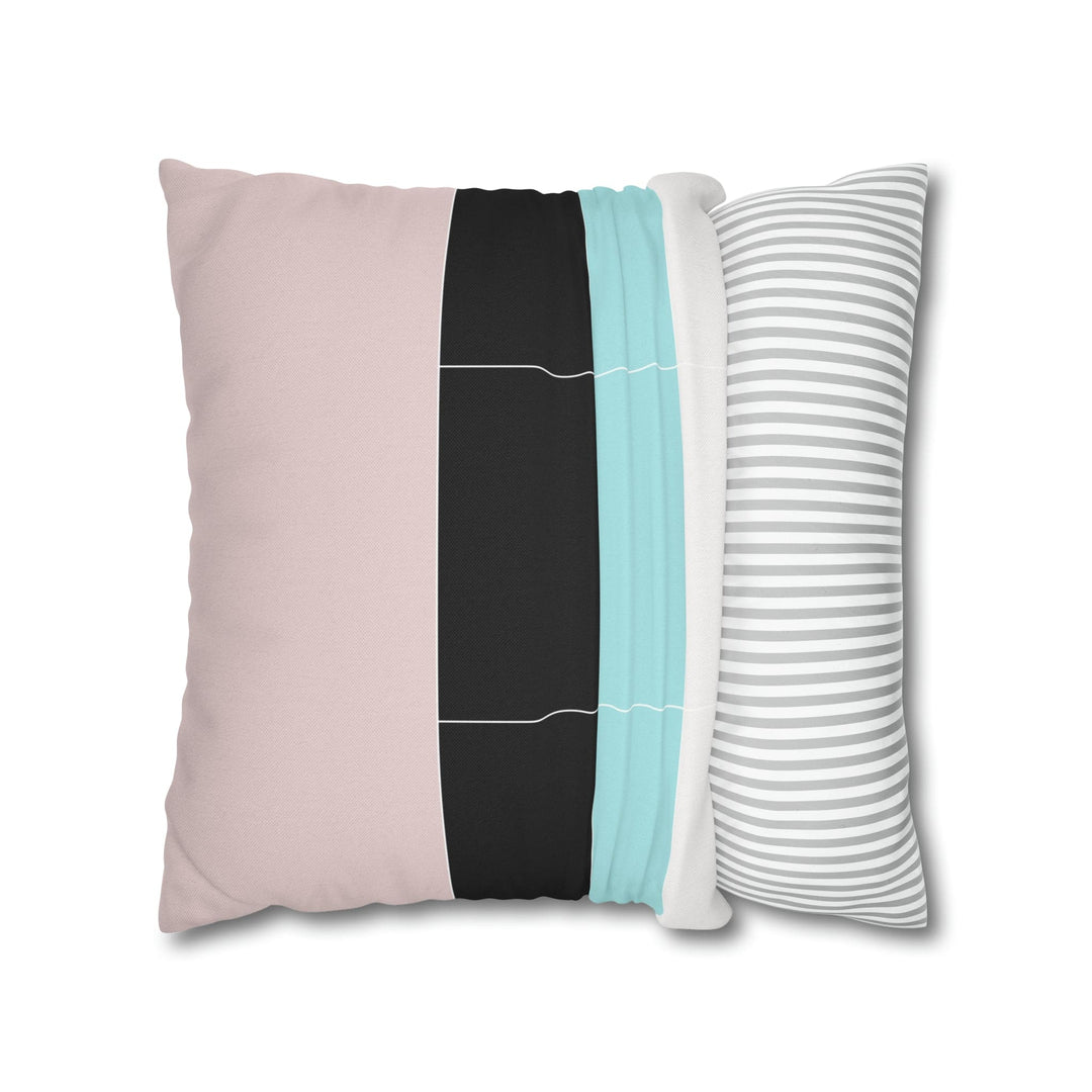 Decorative Throw Pillow Cover - Pastel Pink Black Blue Stripes
