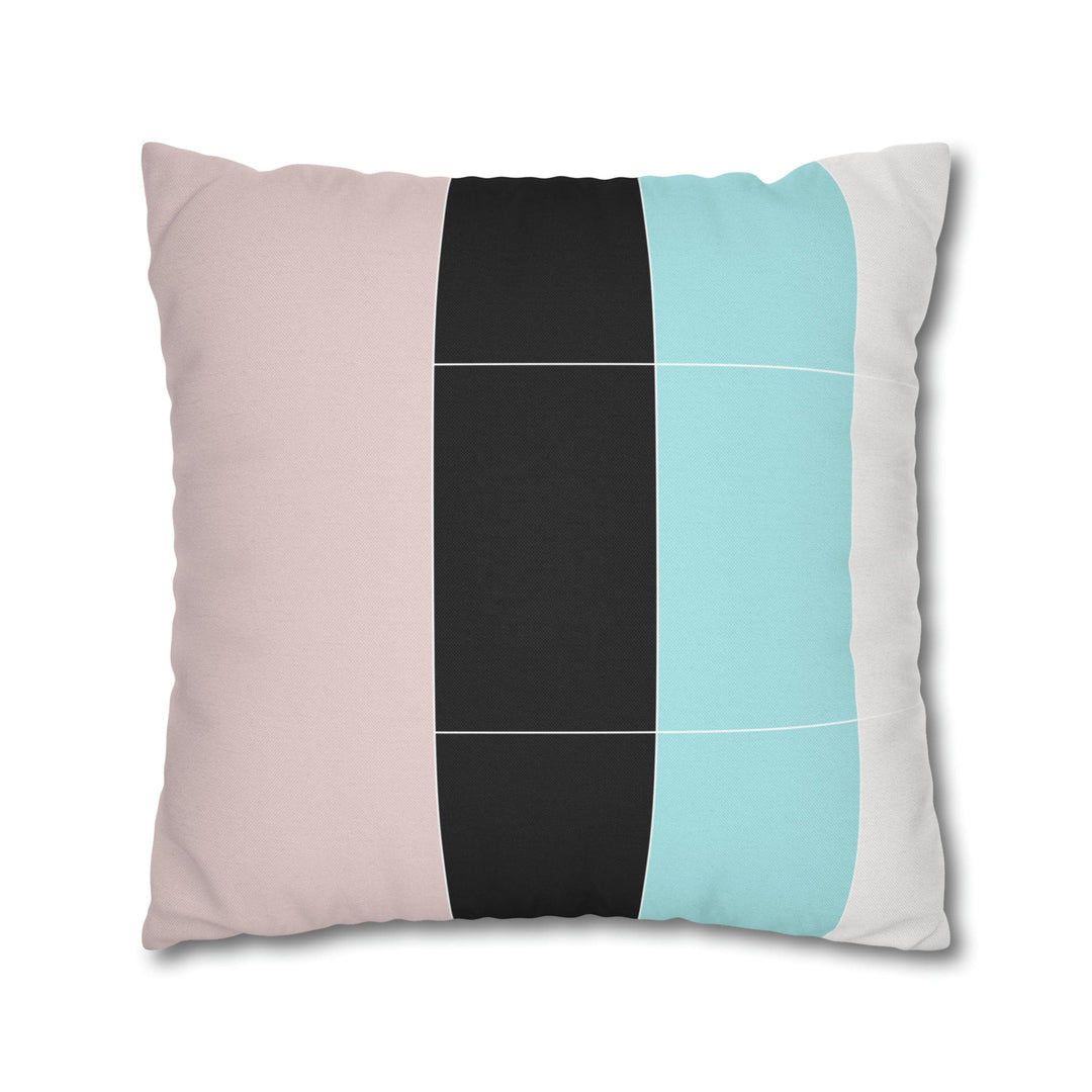 Decorative Throw Pillow Cover - Pastel Pink Black Blue Stripes