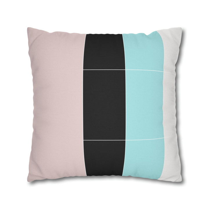 Decorative Throw Pillow Cover - Pastel Pink Black Blue Stripes