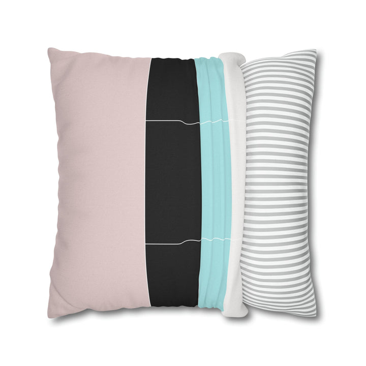 Decorative Throw Pillow Cover - Pastel Pink Black Blue Stripes