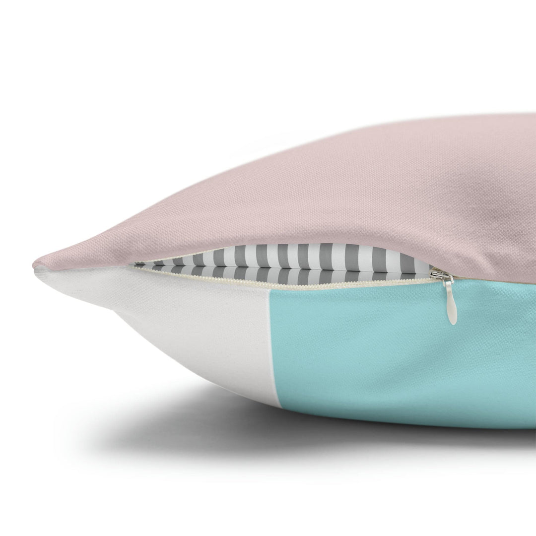 Decorative Throw Pillow Cover - Pastel Pink Black Blue Stripes