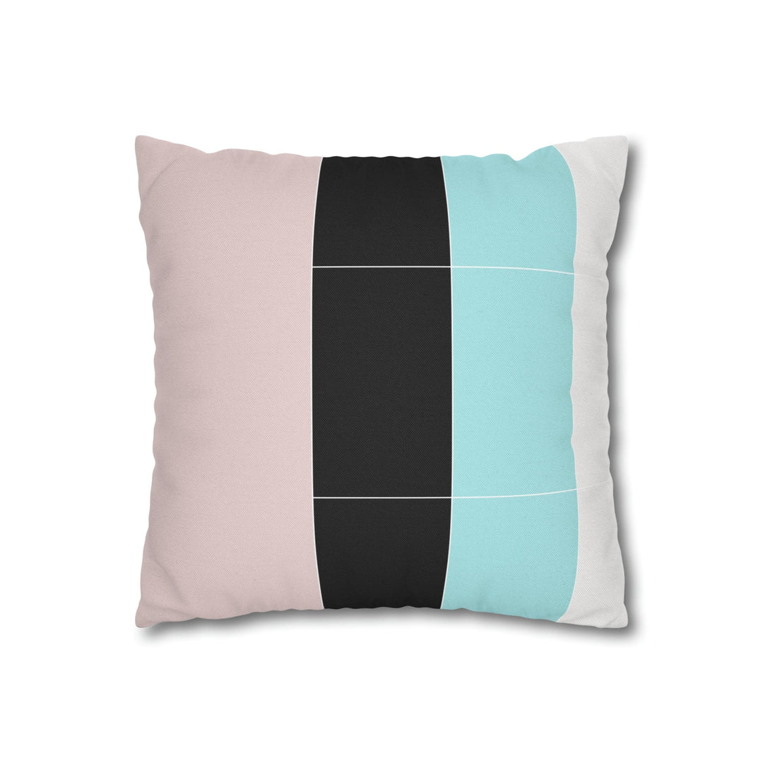 Decorative Throw Pillow Cover - Pastel Pink Black Blue Stripes
