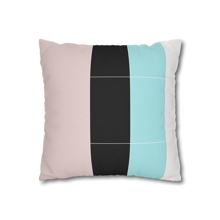 Decorative Throw Pillow Cover - Pastel Pink Black Blue Stripes