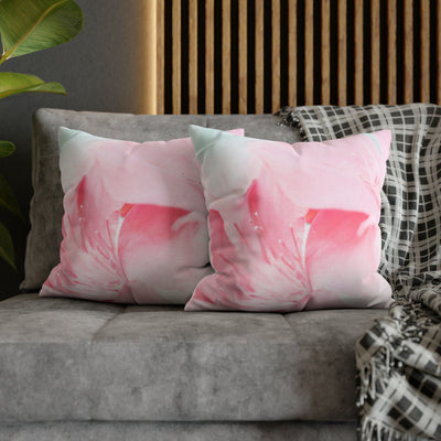 Decorative Throw Pillow Covers With Zipper - Set Of 2 Pink Flower Bloom