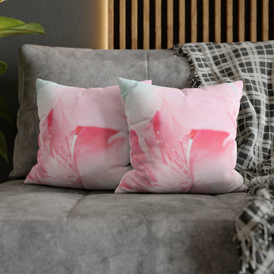 Decorative Throw Pillow Covers With Zipper - Set Of 2 Pink Flower Bloom